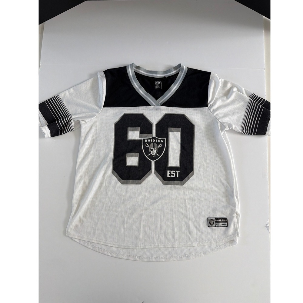 NFL Team Apparel Las‎ Vegas Raiders Jersey Mens 1XL White Black Mesh 60 EST 1960